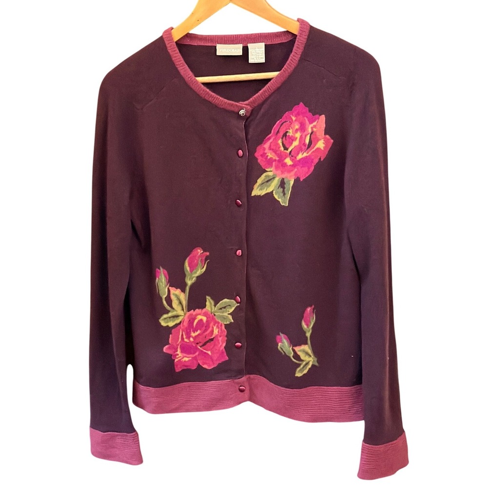 Vintage Fieldgear Cardigan Floral Rose Cottagecore Grandma Core Whimsigoth